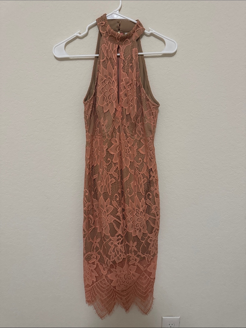 G by Guess Coral Lace Midi Dress with Halter Neck
